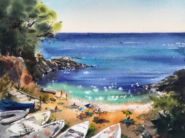 Painting titled "Platja d'Aro, Spain" by Eugenia Gorbacheva, Original Artwork, Watercolor