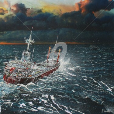 Collages intitulée "S 488 Marine" par Patrick Demelenne, Œuvre d'art originale, Collages