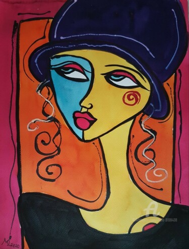 Painting titled "CECILE" by Mala, Original Artwork, Watercolor