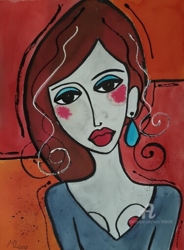 Painting titled "THEA" by Mala, Original Artwork, Watercolor