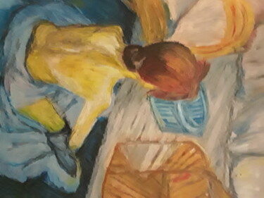 Pittura intitolato "La toilette de la j…" da Aïssétou Sako, Opera d'arte originale, Pastello