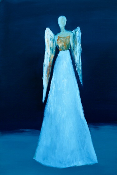 Painting titled "Who Are These Angel…" by Naoko Paluszak, Original Artwork, Oil Mounted on Wood Stretcher frame