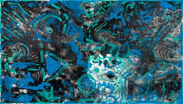 Schilderij getiteld "Turquoise Thrilling…" door Pamela Rys, Origineel Kunstwerk, Acryl