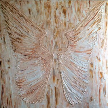 Malerei mit dem Titel "BECOMING AN ANGEL" von Brooke Major, Original-Kunstwerk, Öl Auf Keilrahmen aus Holz montiert