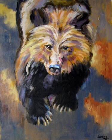 Painting titled "Bear #102" by James Shang, Original Artwork, Oil
