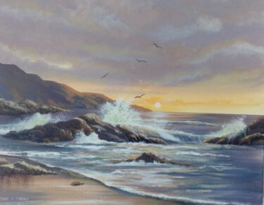 Painting titled "CLEGGAN WAVES 2020" by Cathal O Malley, Original Artwork, Acrylic