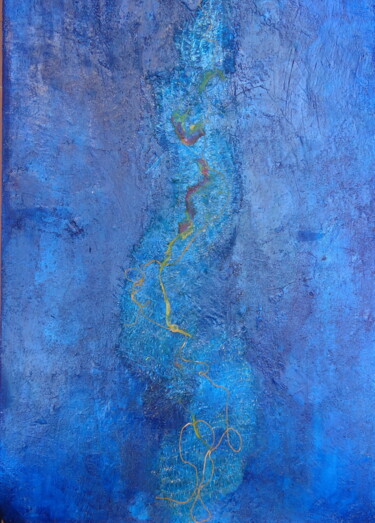 Painting titled "Meditation in Blue" by Rita, Original Artwork, Acrylic