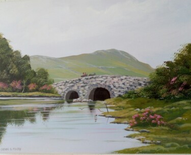 Painting titled "Quiet man bridge ," by Cathal O Malley, Original Artwork, Acrylic