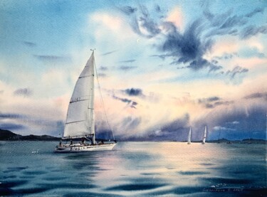 Painting titled "Tailwinds" by Eugenia Gorbacheva, Original Artwork, Watercolor