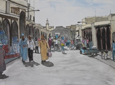 Painting titled "issaouira(maroc)" by Claude Lacointe, Original Artwork, Watercolor
