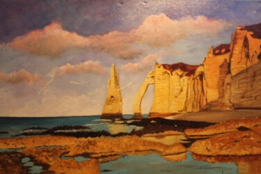 Painting titled "étretat(normandie)" by Claude Lacointe, Original Artwork, Acrylic