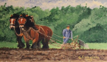 Painting titled "le laboureur" by Claude Lacointe, Original Artwork, Acrylic