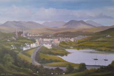 Painting titled "Clifden town" by Cathal O Malley, Original Artwork, Acrylic
