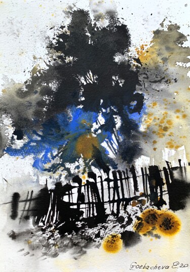 Картина под названием "Abandoned garden" - Eugenia Gorbacheva, Подлинное произведение искусства, Акварель