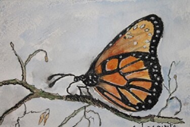Painting titled "papillon" by Claude Lacointe, Original Artwork, Watercolor