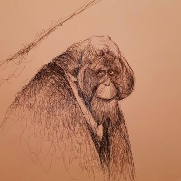 Рисунок под названием "Monkey 2" - Karl Robial, Подлинное произведение искусства, Чернила