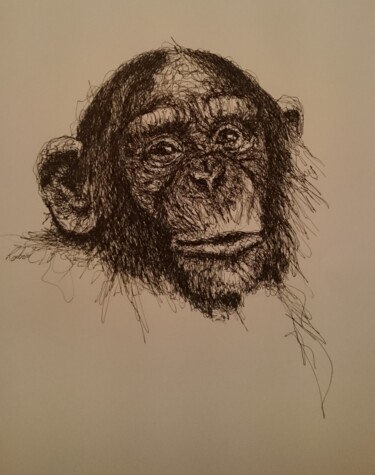 Рисунок под названием "Monkey.1" - Karl Robial, Подлинное произведение искусства, Чернила