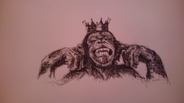 Рисунок под названием "Monkey.12" - Karl Robial, Подлинное произведение искусства, Чернила
