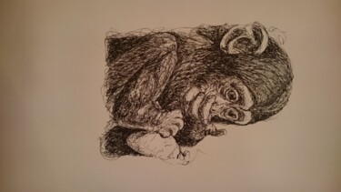Рисунок под названием "Monkey.15" - Karl Robial, Подлинное произведение искусства, Чернила