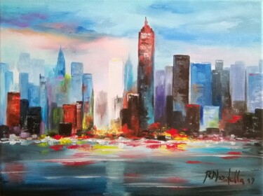 Painting titled "New-York" by Rosa Nardella, Original Artwork, Oil