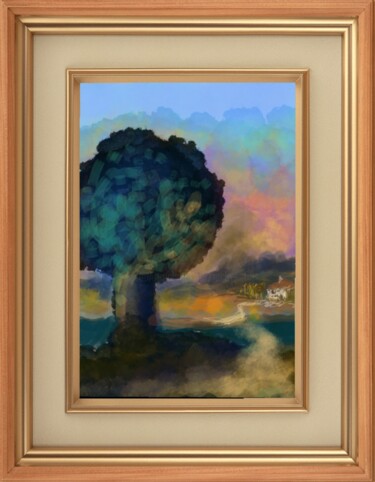 Arts numériques intitulée "Le gros arbre" par Jacky Patin, Œuvre d'art originale, Peinture numérique