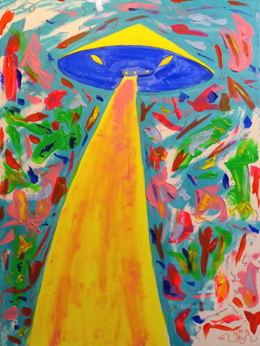 Malerei mit dem Titel "Il Disco Volante" von Aurelio Nicolazzo, Original-Kunstwerk, Acryl