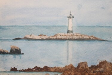 Painting titled "le phare" by Claude Lacointe, Original Artwork, Watercolor