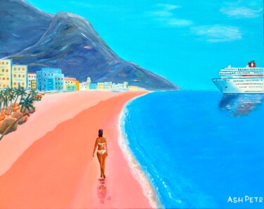 Painting titled "Along the shore" by Ashot Petrosyan (Ash Petr), Original Artwork, Acrylic