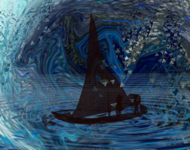 Arts numériques intitulée "Une frêle embarcati…" par Jacky Patin, Œuvre d'art originale, Peinture numérique