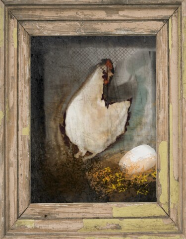 Цифровое искусство под названием "La poule rustique..." - Jacky Patin, Подлинное произведение искусства, Цифровая живопись