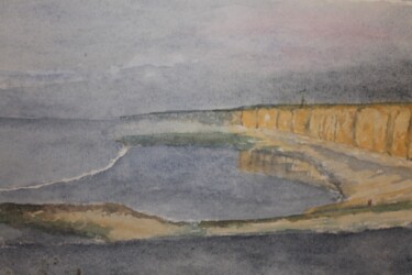 Peinture intitulée "falaises normande (…" par Claude Lacointe, Œuvre d'art originale, Aquarelle