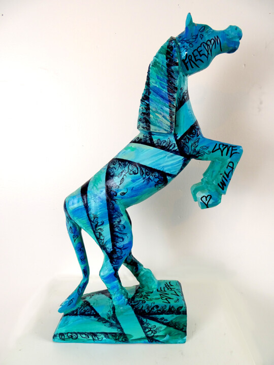 Sculpture intitulée "Sculpture cheval -…" par Pvettese, Œuvre d'art originale, Acrylique