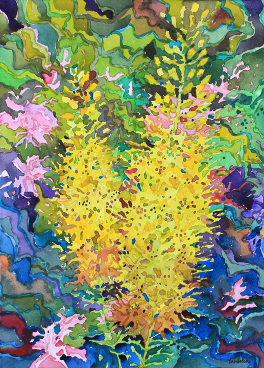 Картина под названием "Eremurus Flowers" - Tanbelia, Подлинное произведение искусства, Акварель