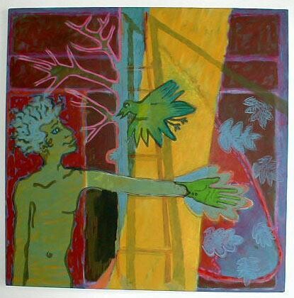 Painting titled "Zoiseau" by Virginie Gallé, Original Artwork, Acrylic