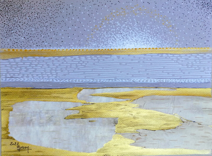 Dessin intitulée "Lagune" par Dany Masson, Œuvre d'art originale, Encre Monté sur Carton
