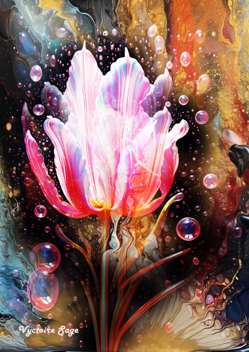 Arts numériques intitulée "La fée des Tulipes" par Vyctoire Sage, Œuvre d'art originale, Photo montage