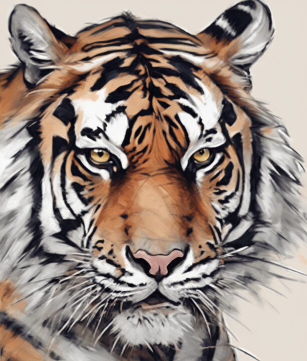 Digital Arts titled "Portrait tiger" by Tarkanm, Original Artwork, AI generated image