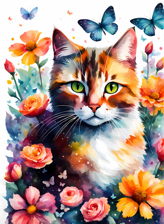 Digital Arts titled "Art cat" by Tarkanm, Original Artwork, AI generated image