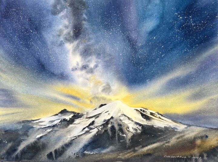 Pittura intitolato "Milky Way #6" da Eugenia Gorbacheva, Opera d'arte originale, Acquarello