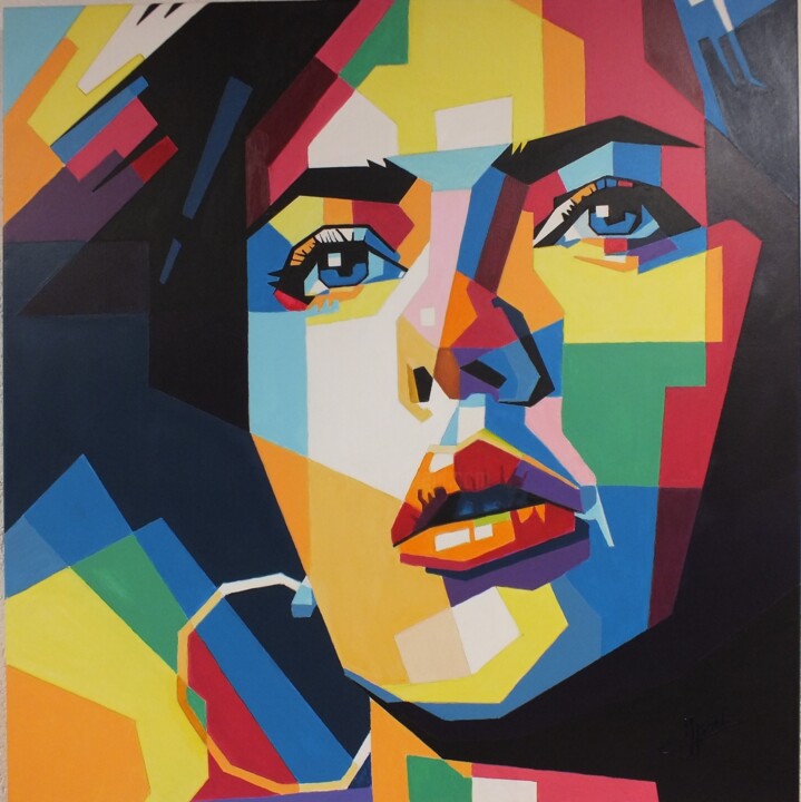 Peinture intitulée "Scarlet Johansson (…" par Henk Soet, Œuvre d'art originale, Acrylique