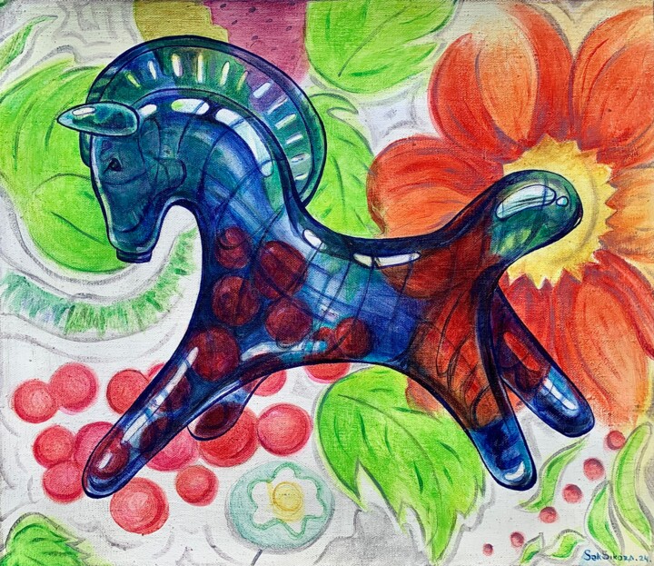 Painting titled "Glass horse" by Loveenergy Style Contemporary Unique Art, Original Artwork, Acrylic