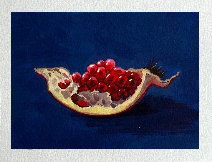 Painting titled "Pomegranate" by Viktoriia Derbaba, Original Artwork, Gouache