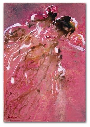 Painting titled "0428 Robe rouge 92x…" by Claudine Gregoire, Original Artwork, Oil