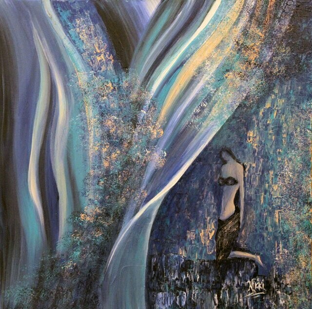 Pittura intitolato "Lap of nature" da Artist Nikki, Opera d'arte originale, Olio