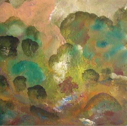 Peinture intitulée "0554 Paysage vert 4…" par Claudine Gregoire, Œuvre d'art originale