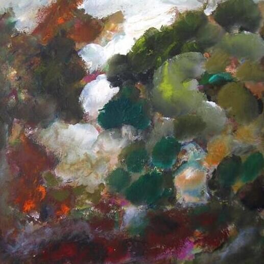 Peinture intitulée "0560 Paysage vert 4…" par Claudine Gregoire, Œuvre d'art originale