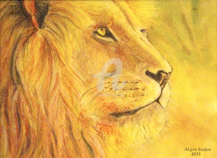 Peinture intitulée "Lion aux pastels" par Anne-Lise Surjus, Œuvre d'art originale, Pastel