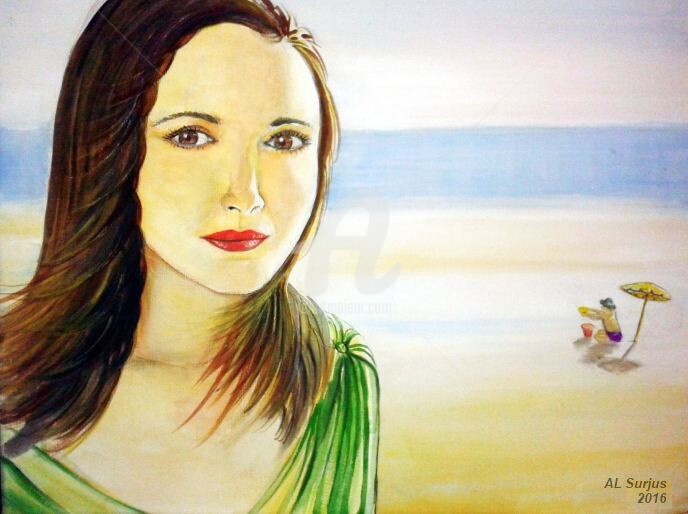 Peinture intitulée "Sur la plage" par Anne-Lise Surjus, Œuvre d'art originale, Acrylique