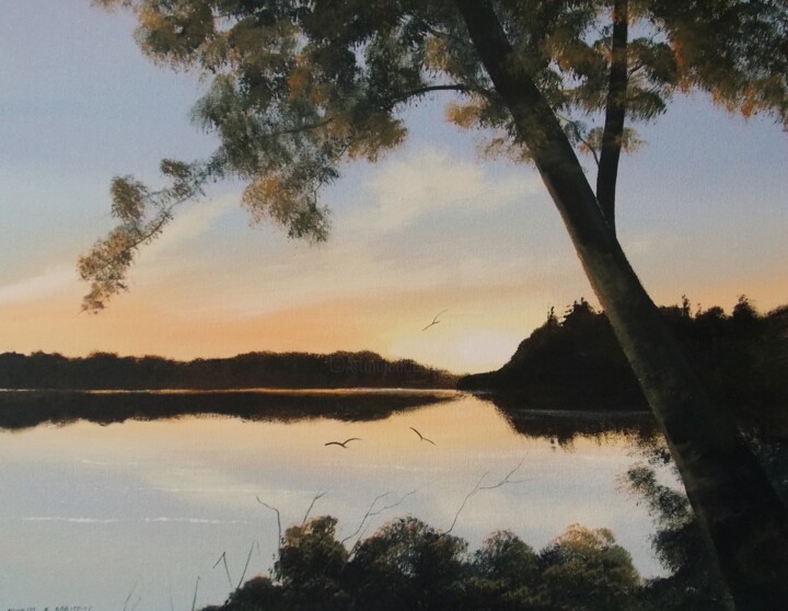 Painting titled "evening-sunset.jpg" by Cathal O Malley, Original Artwork, Acrylic