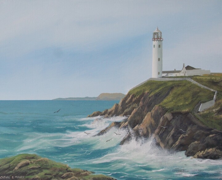 Painting titled "far-fanad-lighthous…" by Cathal O Malley, Original Artwork